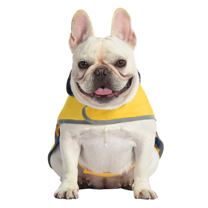 HDE Reversible Yellow & Ducks Dog Raincoat with Hood Reversible Waterproof Dog Raincoat