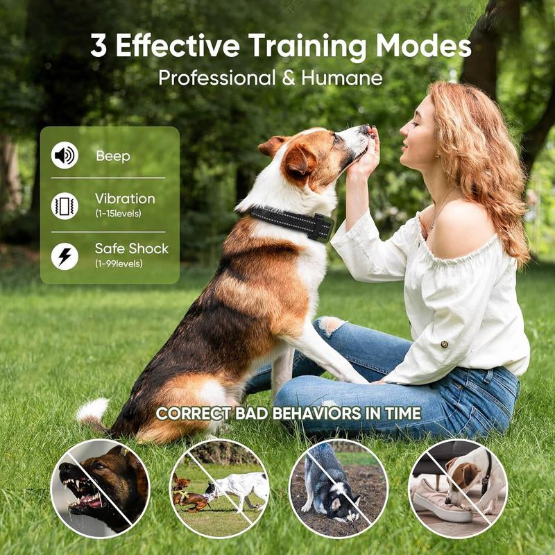 Dog Shock Collar 1 , 2 Dogs (10-120Lbs) - 4500FT Dog Training Collar with Remote IPX7 Waterproof Electric Collar with 3 Training Modes, Security Lock, Rechargeable E-Collar for All Breeds, Sizes