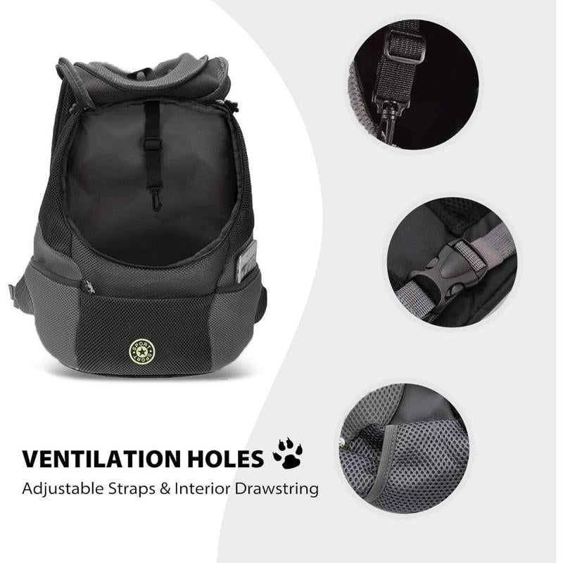 Pet Dog Carrier Backpack, Adjustable Breathable Dog Carrying Backpack with Safety Straps for Hiking, Dog & Cat Accessories for Hiking Camping Travel