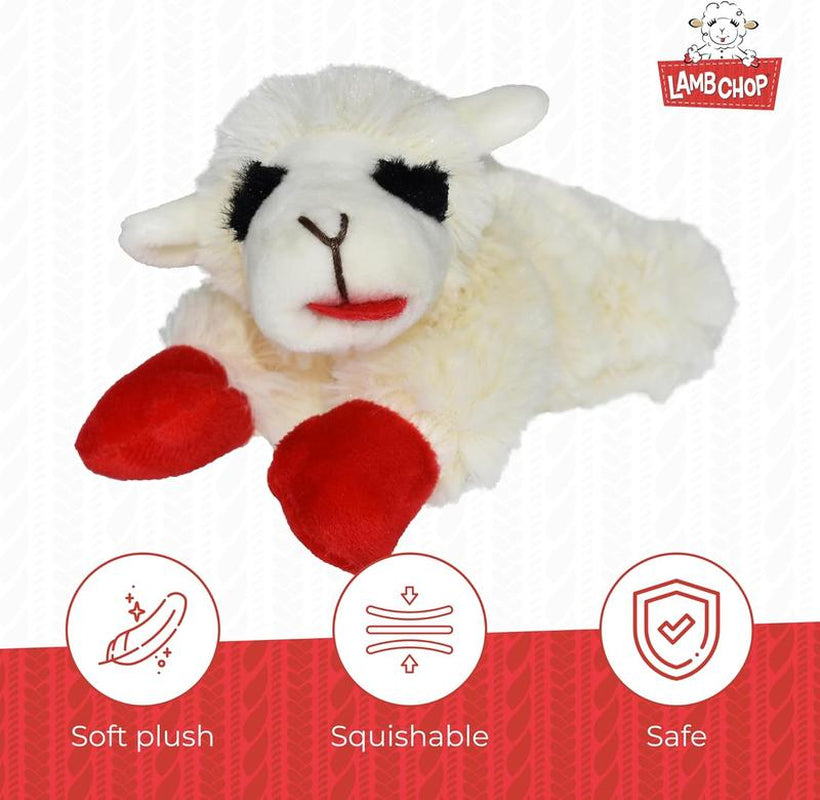 Multipet Lamb Chop Dog Plush Toy - Squeaky Dog Toy for All Dogs - Extra Soft Plush Dog Toy - Stuffed Animal Dog Toy for Cuddling & Playing - Cute Pet Toy (6", Cream)