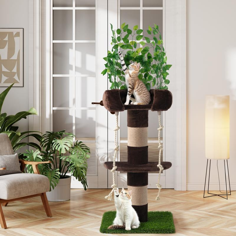 Allewie Christmas Tree Cat Tower for Indoor Cats - 48/63/67 Inch Holiday Themed Cat Activity Center with Plush Perch & Condo, Xmas Party Decoration,#Tiktokshopfalldealsforyou