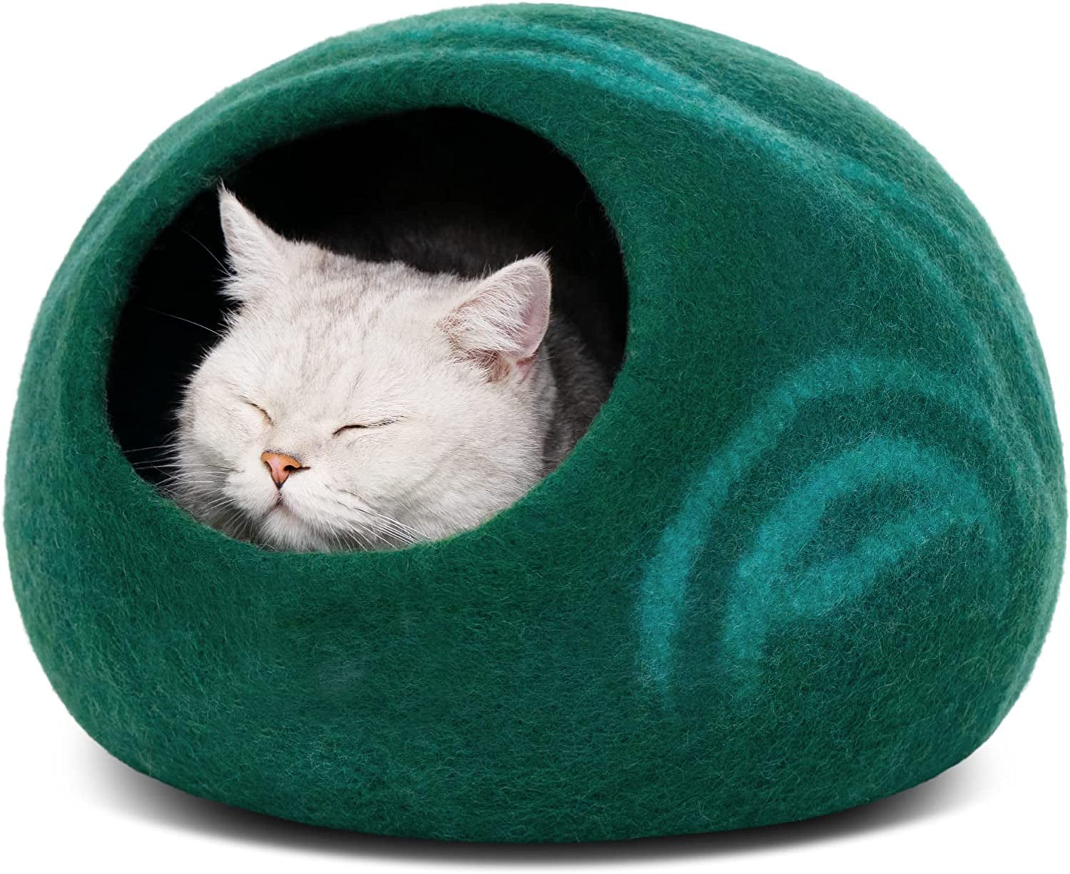 Premium Felt Cat Bed Cave - Handmade 100% Merino Wool Bed for Cats and Kittens (Large, Slate Grey)