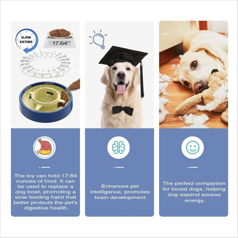 KADTC Dog Spinning Slow Feeder Puzzle Bowl for All Dog Breeds Adjustable Feeding Time from 5 to 60 Min Capacity 17.64 Ounce Puppy Interactive Treat Dispenser Toy Great Gift for Holidays & Birthdays