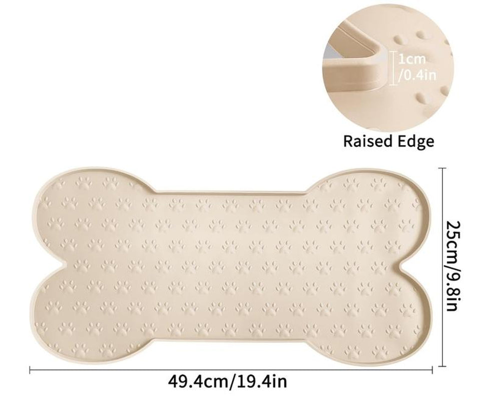 Dog Food Mat Anti-Slip Silicone Dog Bowl Mat Thicker Pet Placemat Waterproof with Raised Edge, Suitable for Small to Medium-Sized Dogs and Cats