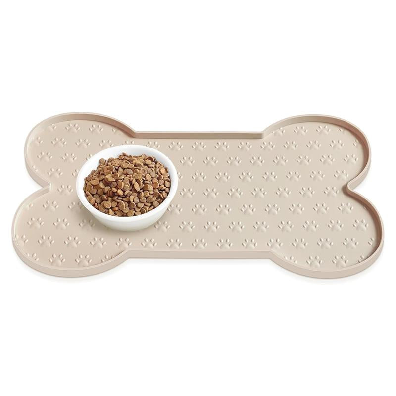 Dog Food Mat Anti-Slip Silicone Dog Bowl Mat Thicker Pet Placemat Waterproof with Raised Edge, Suitable for Small to Medium-Sized Dogs and Cats