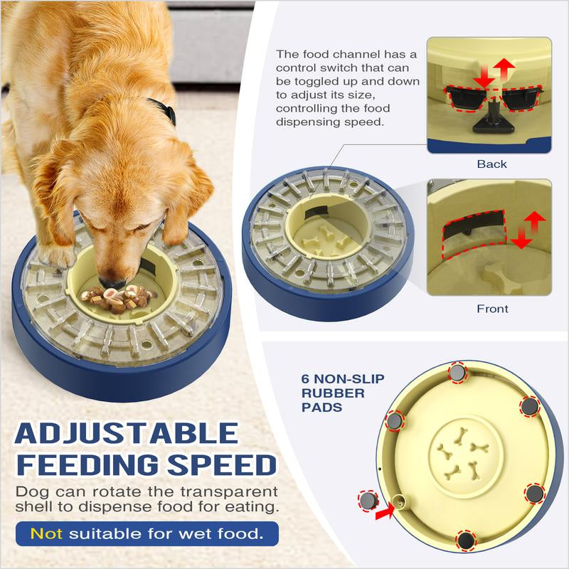KADTC Dog Spinning Slow Feeder Puzzle Bowl for All Dog Breeds Adjustable Feeding Time from 5 to 60 Min Capacity 17.64 Ounce Puppy Interactive Treat Dispenser Toy Great Gift for Holidays & Birthdays