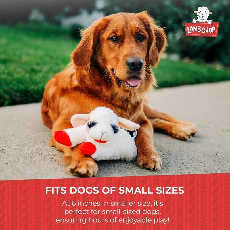 Multipet Lamb Chop Dog Plush Toy - Squeaky Dog Toy for All Dogs - Extra Soft Plush Dog Toy - Stuffed Animal Dog Toy for Cuddling & Playing - Cute Pet Toy (6", Cream)