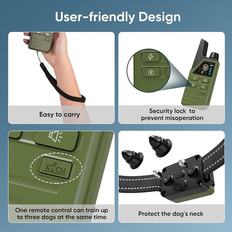 Dog Shock Collar 1 , 2 Dogs (10-120Lbs) - 4500FT Dog Training Collar with Remote IPX7 Waterproof Electric Collar with 3 Training Modes, Security Lock, Rechargeable E-Collar for All Breeds, Sizes