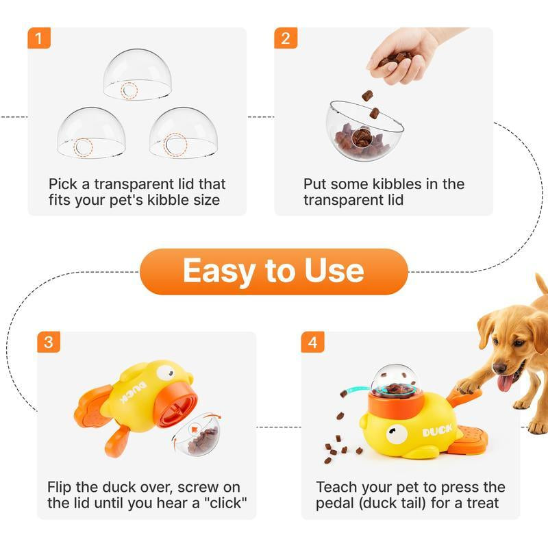 Cat Puzzle Treat Dispenser Toy, Interactive Duck-Shaped Food Slow Feeder for Cats and Small Dogs Enrichment, IQ Training and Exercise 8.6 Inches, Durable Duck, Cat Snacktime, Pet Gift Small Medium Dog
