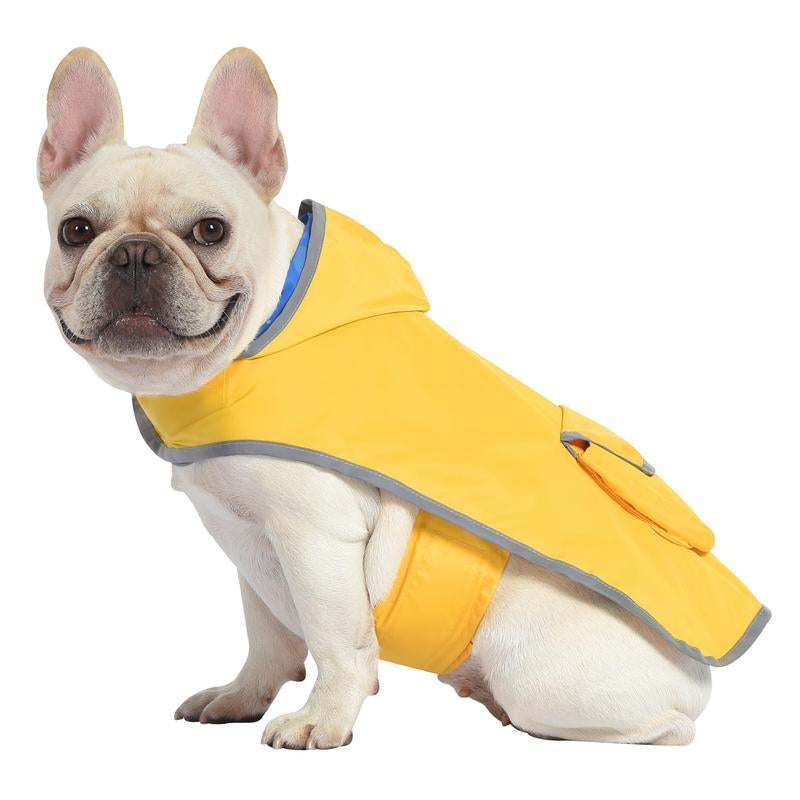 HDE Reversible Yellow & Ducks Dog Raincoat with Hood Reversible Waterproof Dog Raincoat