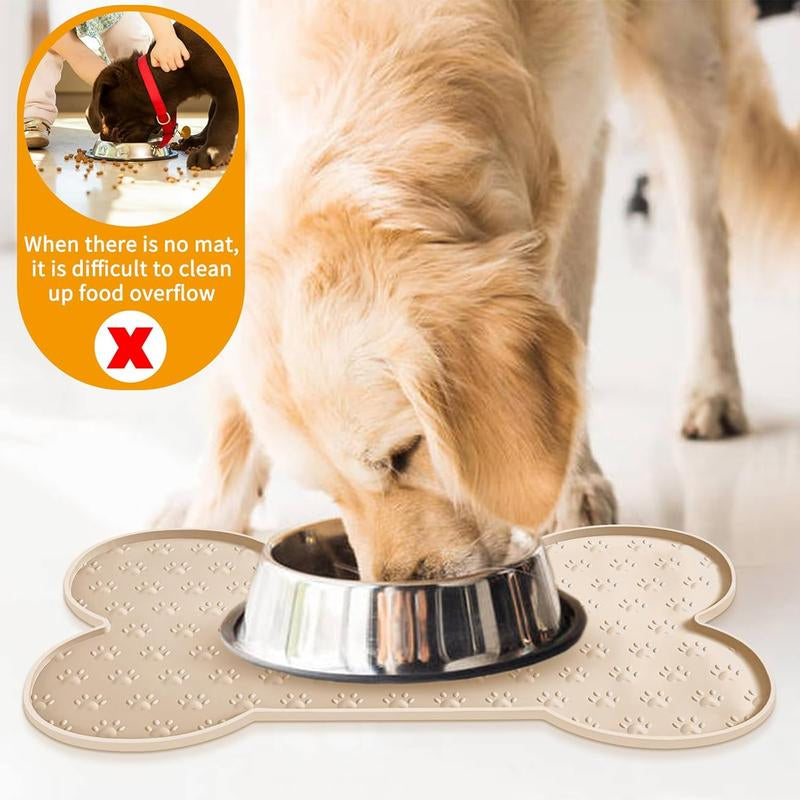 Dog Food Mat Anti-Slip Silicone Dog Bowl Mat Thicker Pet Placemat Waterproof with Raised Edge, Suitable for Small to Medium-Sized Dogs and Cats