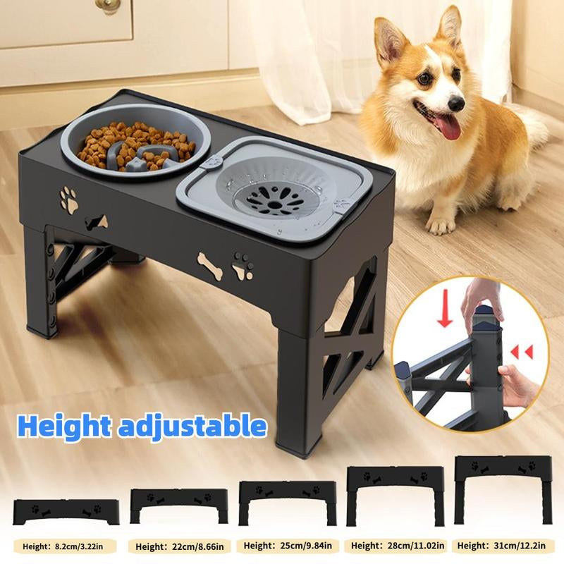 Adjustable Pet Feeding Bowl, 1 Set Ultrasonic Seal Pet Feeder with Anti-Slip Design, Pet Feeding Supplies for Small & Medium & Large Dogs & Cats