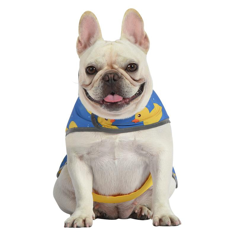 HDE Reversible Yellow & Ducks Dog Raincoat with Hood Reversible Waterproof Dog Raincoat