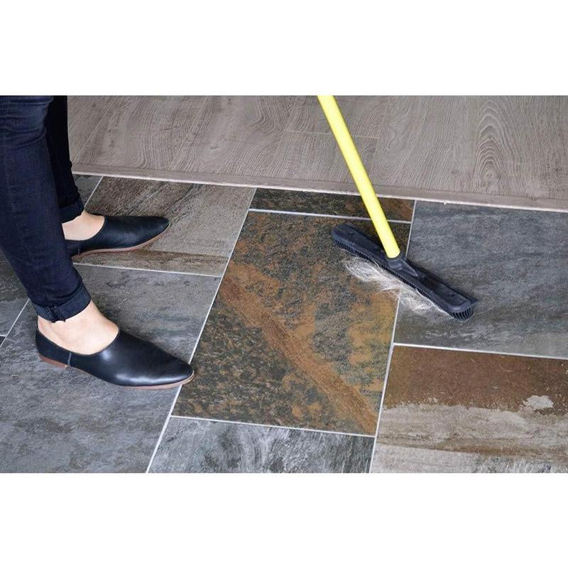 Original Pet Hair Rubber Broom with Squeegee, with 58 "Telescopic Handle for Carpet, Tile and Hardwood