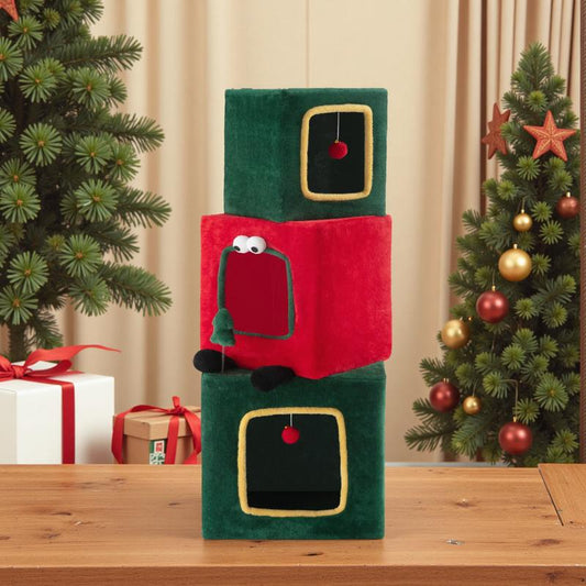 Allewie Christmas Tree Cat Tower for Indoor Cats - 48/63/67 Inch Holiday Themed Cat Activity Center with Plush Perch & Condo, Xmas Party Decoration,#Tiktokshopfalldealsforyou