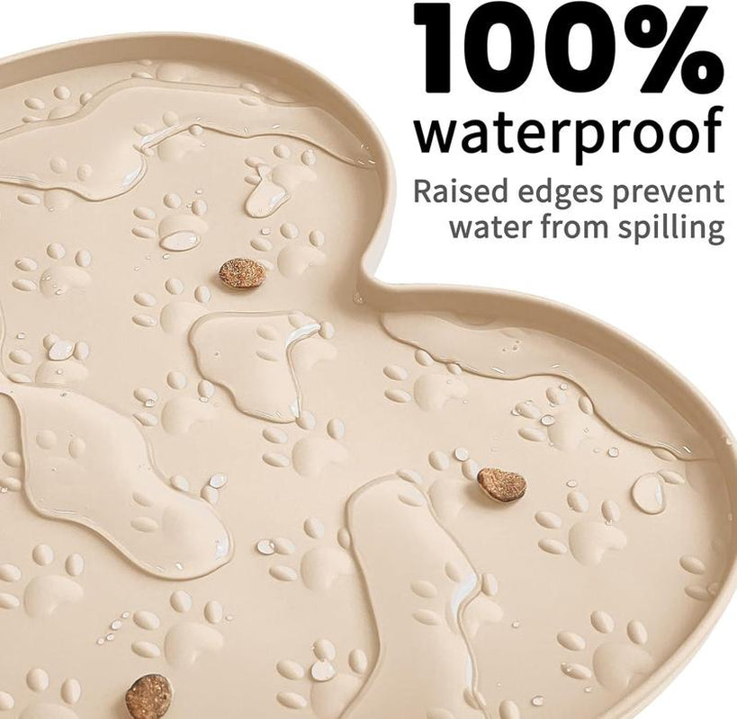 Dog Food Mat Anti-Slip Silicone Dog Bowl Mat Thicker Pet Placemat Waterproof with Raised Edge, Suitable for Small to Medium-Sized Dogs and Cats