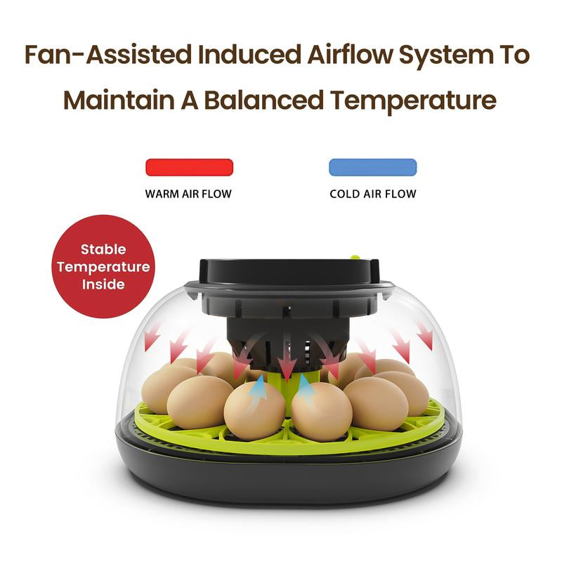 12 Egg Incubator, Automatic Egg Turning and Humidity Control, Electric Hatching Incubatorfor a Variety of Eggs, Pet Equipment Tools, M12H Smart