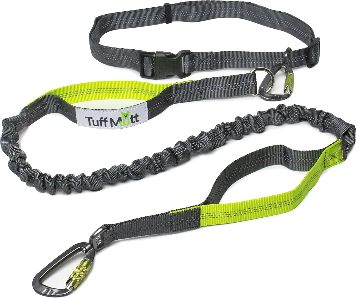 Hands-Free Waist Leash for Dog Walking, Running and Hiking, Adjustable Belt with Double Handle, Reflective Bungee Design for Large & Medium Dogs