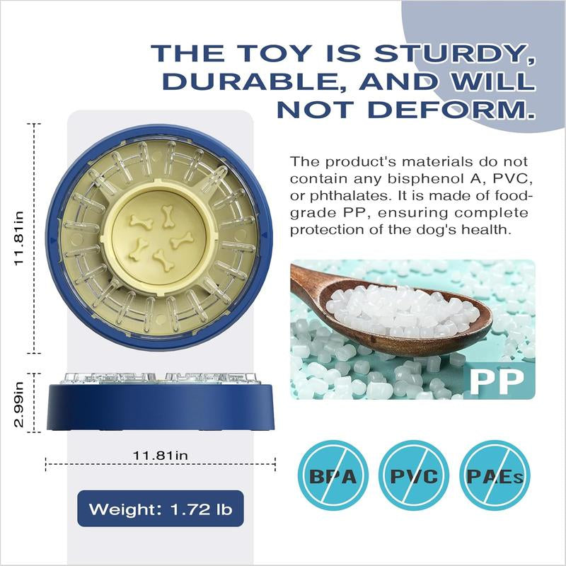 KADTC Dog Spinning Slow Feeder Puzzle Bowl for All Dog Breeds Adjustable Feeding Time from 5 to 60 Min Capacity 17.64 Ounce Puppy Interactive Treat Dispenser Toy Great Gift for Holidays & Birthdays