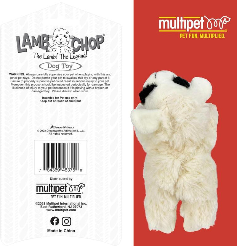 Multipet Lamb Chop Dog Plush Toy - Squeaky Dog Toy for All Dogs - Extra Soft Plush Dog Toy - Stuffed Animal Dog Toy for Cuddling & Playing - Cute Pet Toy (6", Cream)