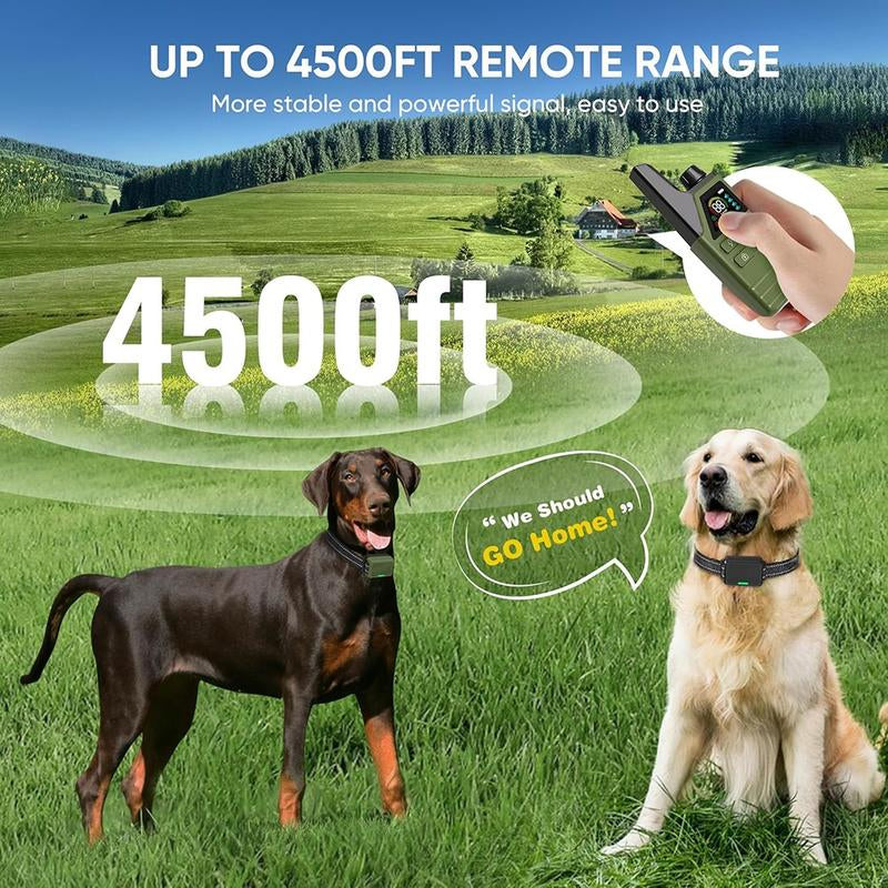 Dog Shock Collar 1 , 2 Dogs (10-120Lbs) - 4500FT Dog Training Collar with Remote IPX7 Waterproof Electric Collar with 3 Training Modes, Security Lock, Rechargeable E-Collar for All Breeds, Sizes