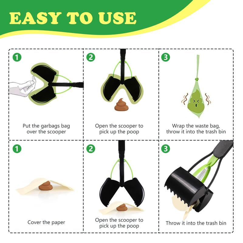 IPETBA 32" XL Dog Pooper Scoopers, 4-In-1 No Bending Foldable Long Handle Portable Pet Poop Picker Upper Non-Breakable Durable Spring for Gravel Dirt Grass