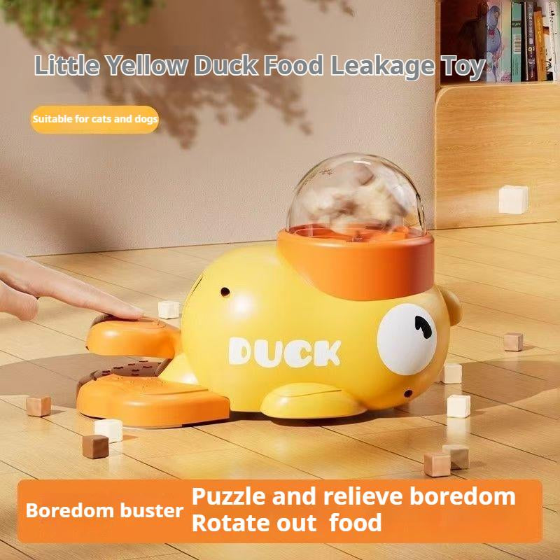 Cat Puzzle Treat Dispenser Toy, Interactive Duck-Shaped Food Slow Feeder for Cats and Small Dogs Enrichment, IQ Training and Exercise 8.6 Inches, Durable Duck, Cat Snacktime, Pet Gift Small Medium Dog