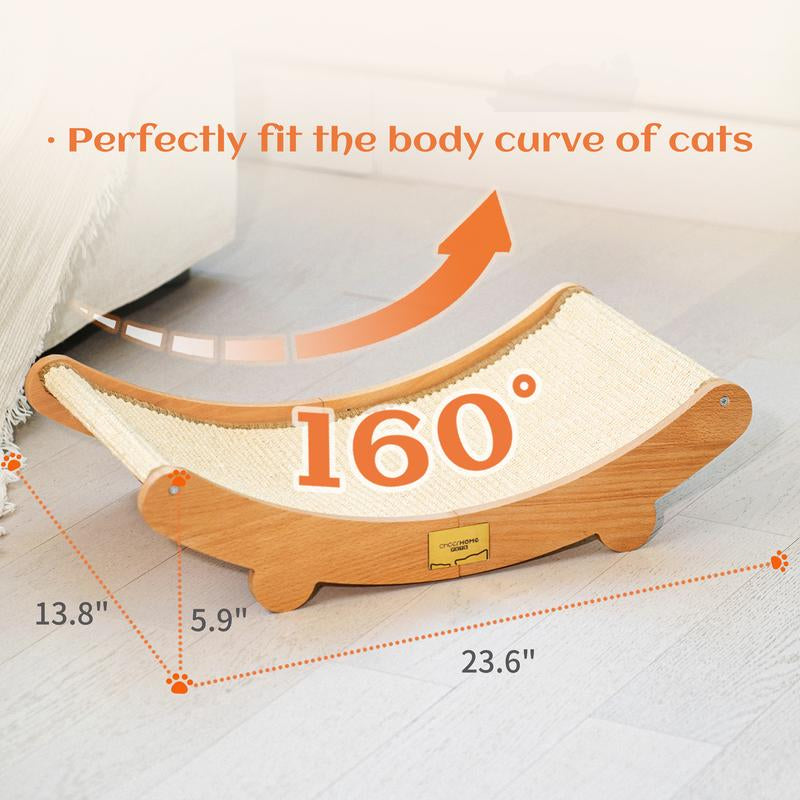 Extra Large Sisal Cat Scratching Bed, Nartural Sisal Wear-Resisitant Cat Scratcher, Cat Paw Pad for Large Cats, Cat Scratching Board Protects Cat from Scratching, Wooden Cat Home Furniture