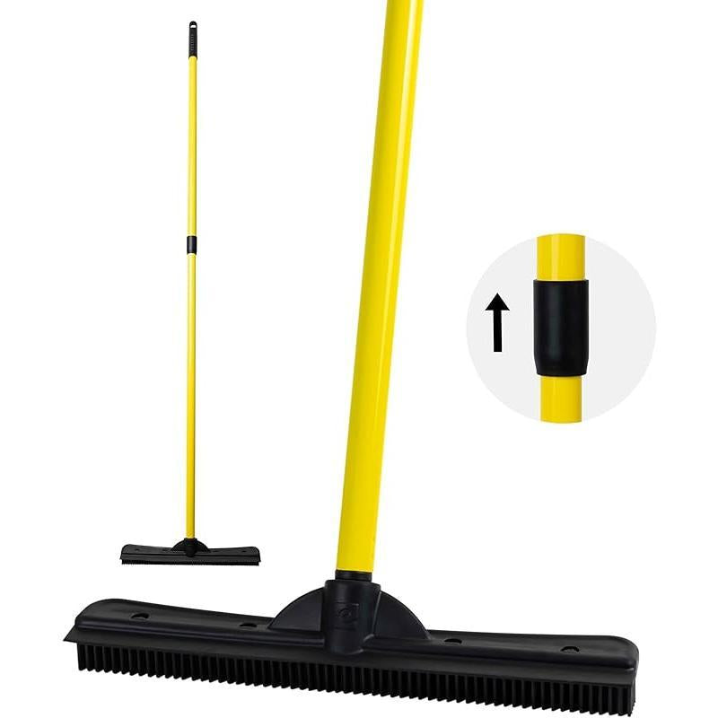Original Pet Hair Rubber Broom with Squeegee, with 58 "Telescopic Handle for Carpet, Tile and Hardwood