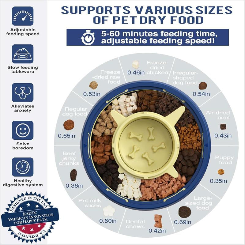 KADTC Dog Spinning Slow Feeder Puzzle Bowl for All Dog Breeds Adjustable Feeding Time from 5 to 60 Min Capacity 17.64 Ounce Puppy Interactive Treat Dispenser Toy Great Gift for Holidays & Birthdays