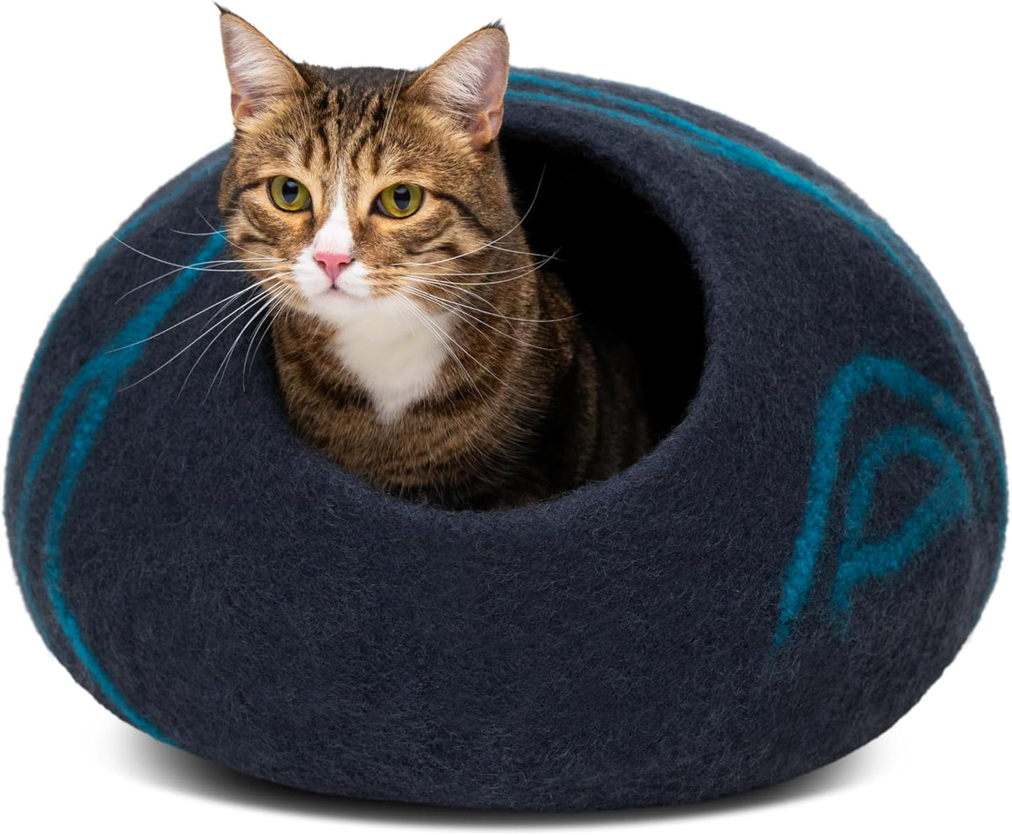 Premium Felt Cat Bed Cave - Handmade 100% Merino Wool Bed for Cats and Kittens (Large, Slate Grey)