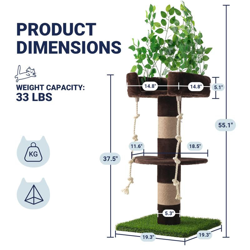 Allewie Christmas Tree Cat Tower for Indoor Cats - 48/63/67 Inch Holiday Themed Cat Activity Center with Plush Perch & Condo, Xmas Party Decoration,#Tiktokshopfalldealsforyou