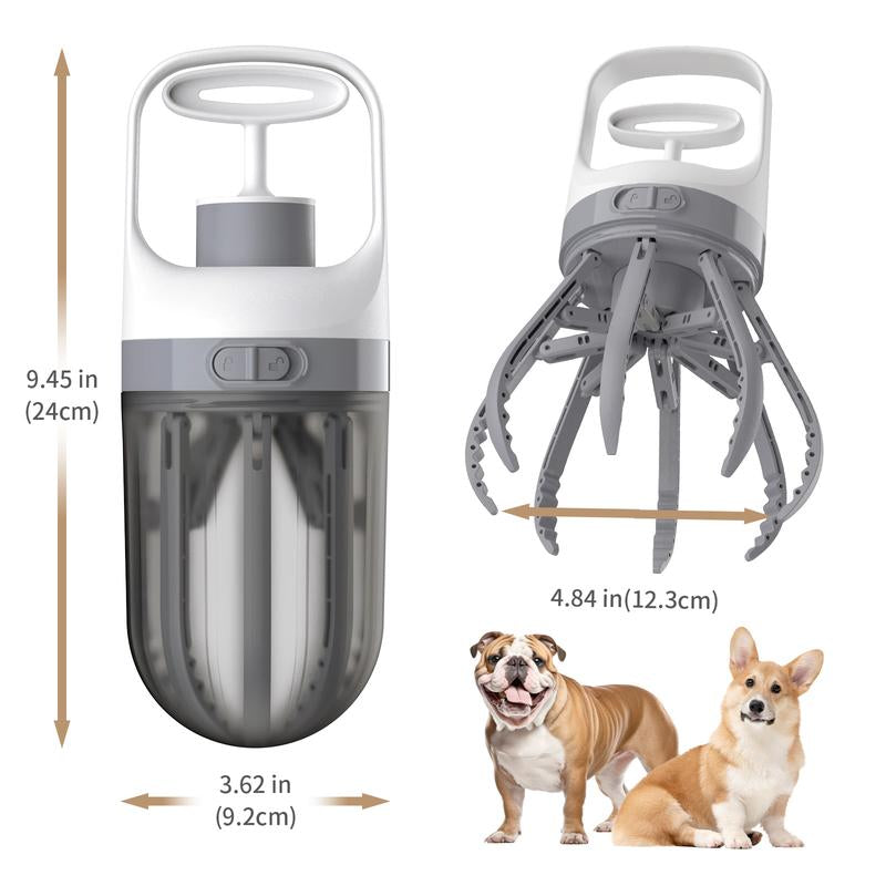 Portable Dog Pooper Scooper, 2-In-1 No Touch Handheld Claw with Bag Dispenser, Lightweight Waste Cleaner for Grass, Concrete Surfaces