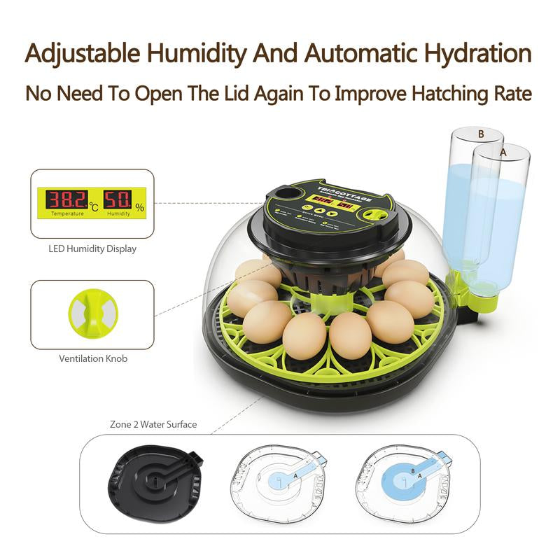 12 Egg Incubator, Automatic Egg Turning and Humidity Control, Electric Hatching Incubatorfor a Variety of Eggs, Pet Equipment Tools, M12H Smart