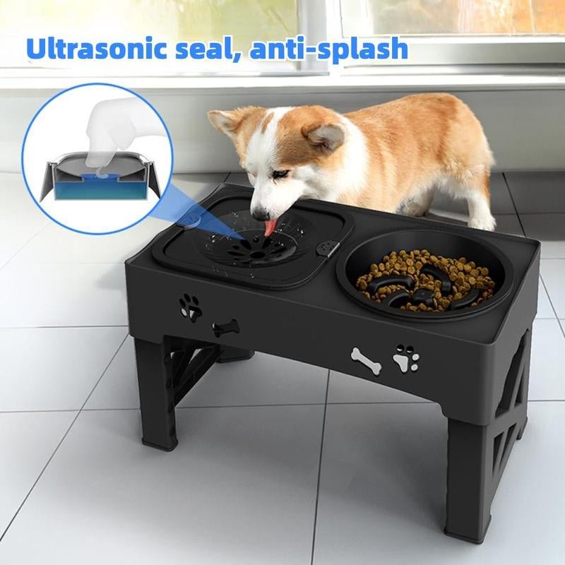 Adjustable Pet Feeding Bowl, 1 Set Ultrasonic Seal Pet Feeder with Anti-Slip Design, Pet Feeding Supplies for Small & Medium & Large Dogs & Cats