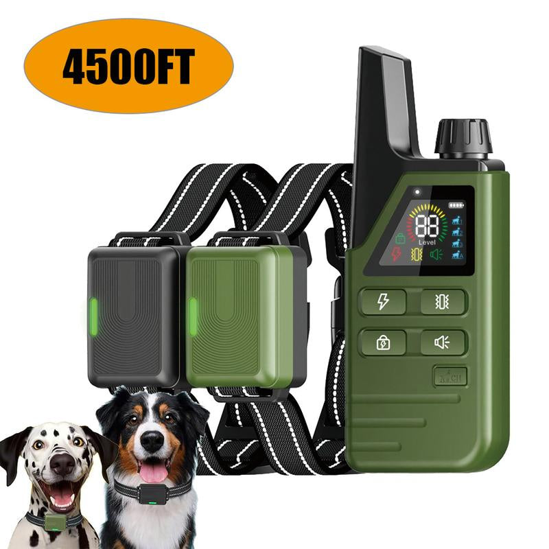 Dog Shock Collar 1 , 2 Dogs (10-120Lbs) - 4500FT Dog Training Collar with Remote IPX7 Waterproof Electric Collar with 3 Training Modes, Security Lock, Rechargeable E-Collar for All Breeds, Sizes