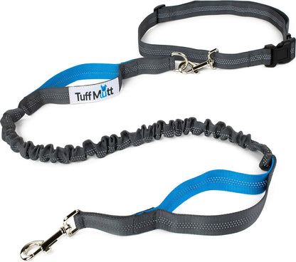 Hands-Free Waist Leash for Dog Walking, Running and Hiking, Adjustable Belt with Double Handle, Reflective Bungee Design for Large & Medium Dogs