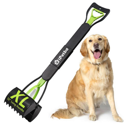 IPETBA 32" XL Dog Pooper Scoopers, 4-In-1 No Bending Foldable Long Handle Portable Pet Poop Picker Upper Non-Breakable Durable Spring for Gravel Dirt Grass