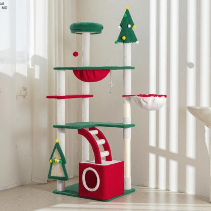 Allewie Christmas Tree Cat Tower for Indoor Cats - 48/63/67 Inch Holiday Themed Cat Activity Center with Plush Perch & Condo, Xmas Party Decoration,#Tiktokshopfalldealsforyou