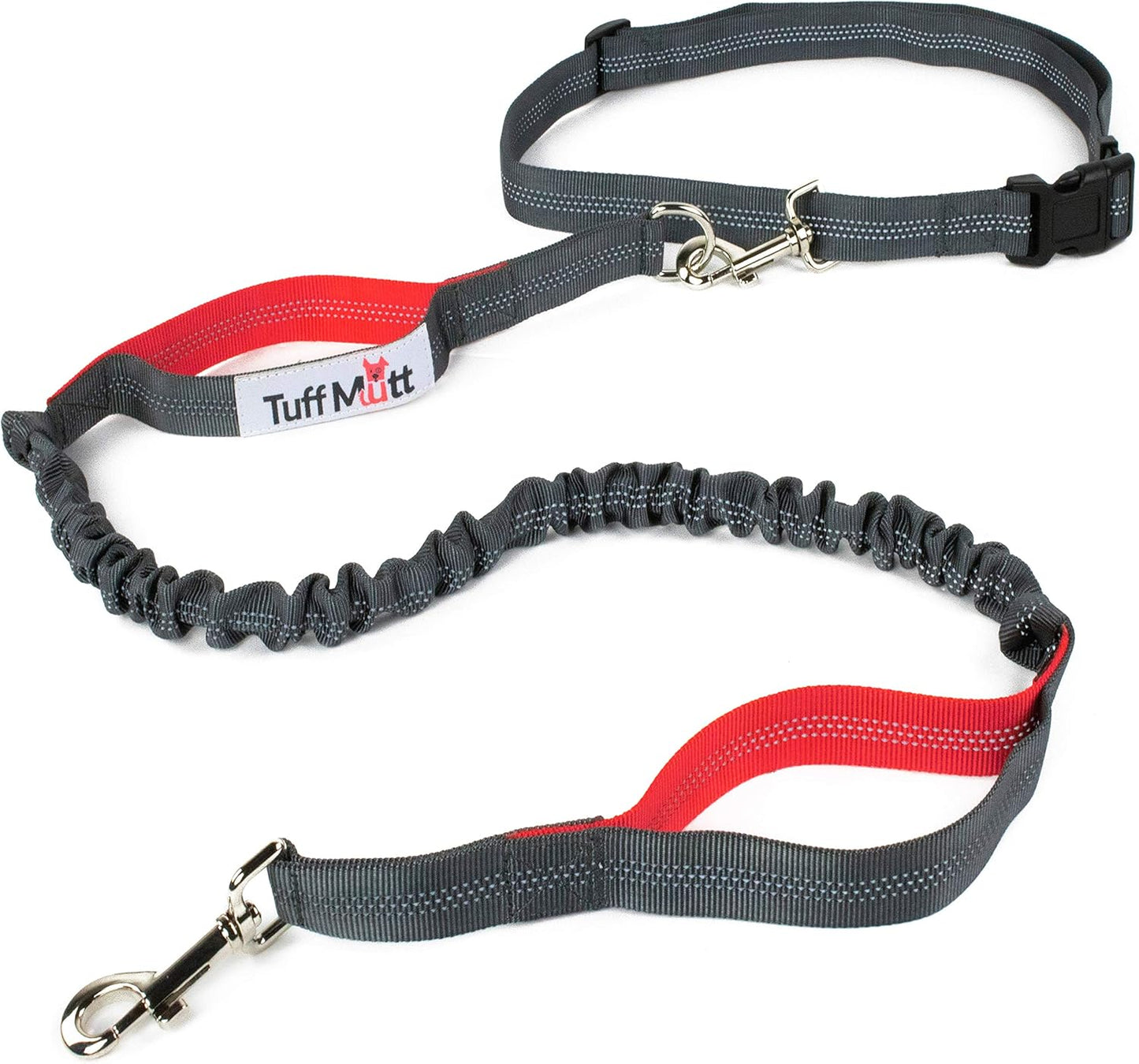 Hands-Free Waist Leash for Dog Walking, Running and Hiking, Adjustable Belt with Double Handle, Reflective Bungee Design for Large & Medium Dogs