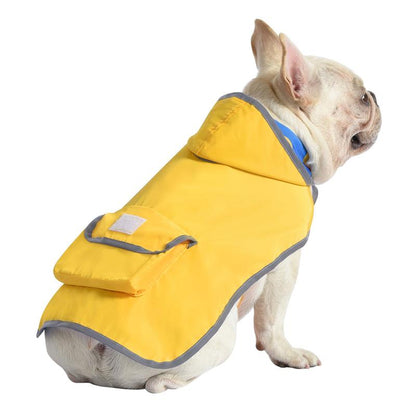 HDE Reversible Yellow & Ducks Dog Raincoat with Hood Reversible Waterproof Dog Raincoat