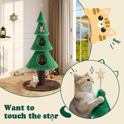 Allewie Christmas Tree Cat Tower for Indoor Cats - 48/63/67 Inch Holiday Themed Cat Activity Center with Plush Perch & Condo, Xmas Party Decoration,#Tiktokshopfalldealsforyou
