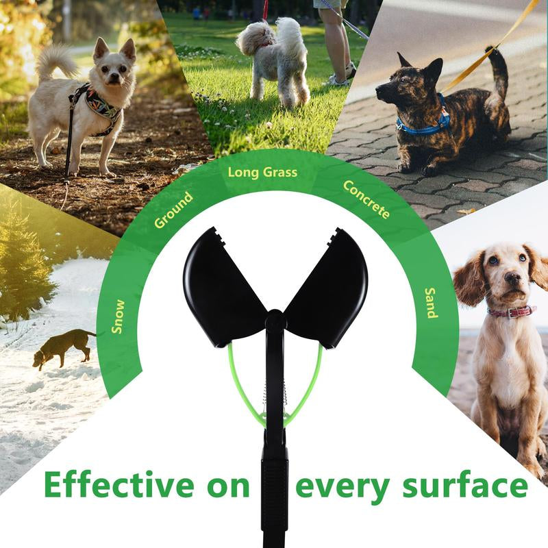 IPETBA 32" XL Dog Pooper Scoopers, 4-In-1 No Bending Foldable Long Handle Portable Pet Poop Picker Upper Non-Breakable Durable Spring for Gravel Dirt Grass