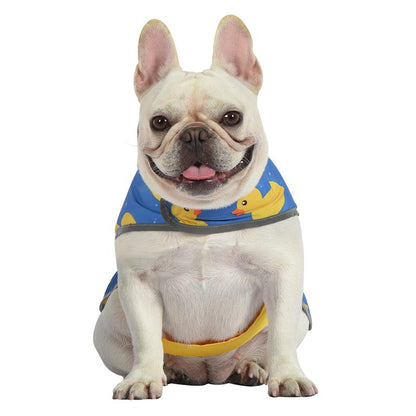 HDE Reversible Yellow & Ducks Dog Raincoat with Hood Reversible Waterproof Dog Raincoat