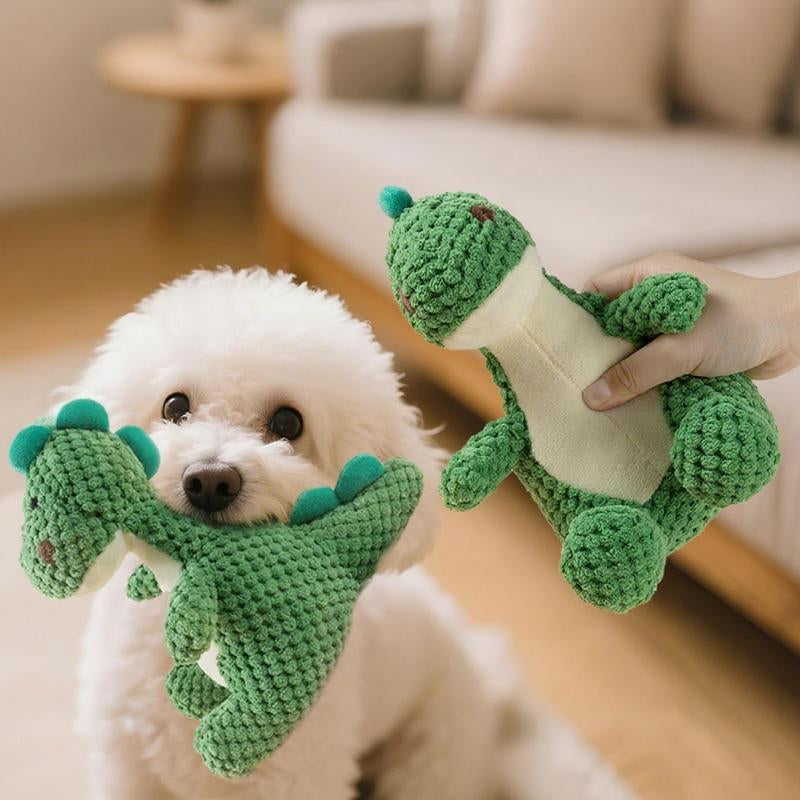 Dinosaur Dog Toy, Bite Resistant Plush Dog Chew Toys with Sound, Pet Teething Wellness, Stuffed Animal Plush for Puppy Playing Chewing