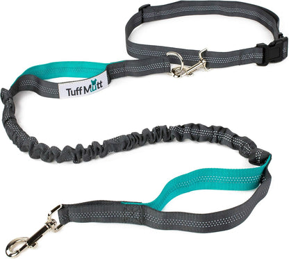 Hands-Free Waist Leash for Dog Walking, Running and Hiking, Adjustable Belt with Double Handle, Reflective Bungee Design for Large & Medium Dogs