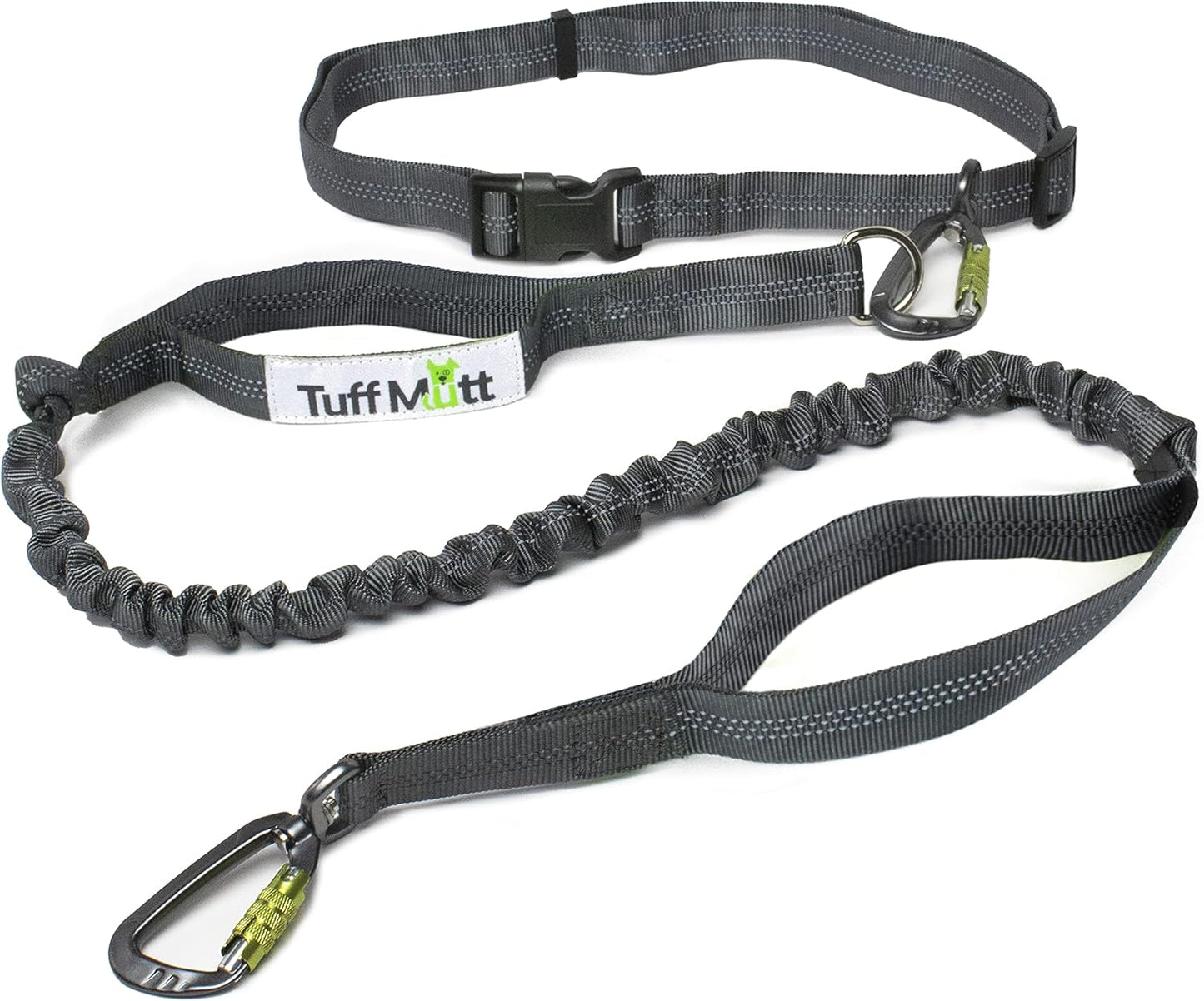 Hands-Free Waist Leash for Dog Walking, Running and Hiking, Adjustable Belt with Double Handle, Reflective Bungee Design for Large & Medium Dogs