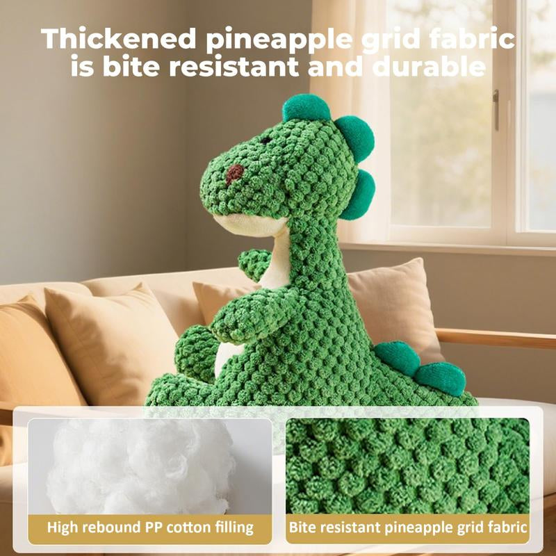 Dinosaur Dog Toy, Bite Resistant Plush Dog Chew Toys with Sound, Pet Teething Wellness, Stuffed Animal Plush for Puppy Playing Chewing